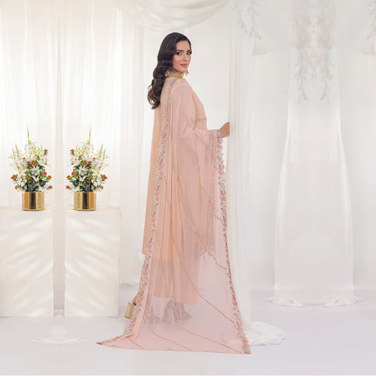Blush Peach Embroidered 3-Piece Suit