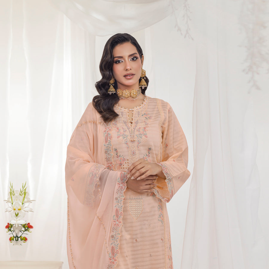 Blush Peach Embroidered 3-Piece Suit