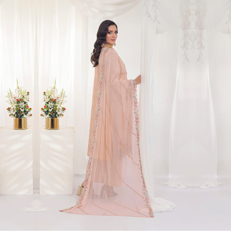 Blush Peach Embroidered 3-Piece Suit
