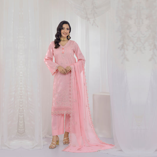 Blush Whisper — 3 Piece Embroidered Suit