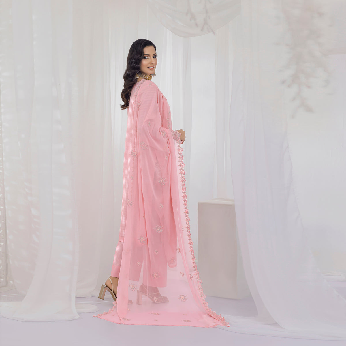 Blush Whisper — 3 Piece Embroidered Suit