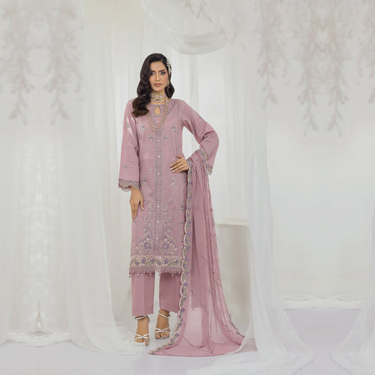 Mauve Dream 3-Piece Embroidered Suit