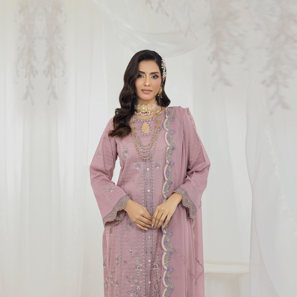 Mauve Dream 3-Piece Embroidered Suit